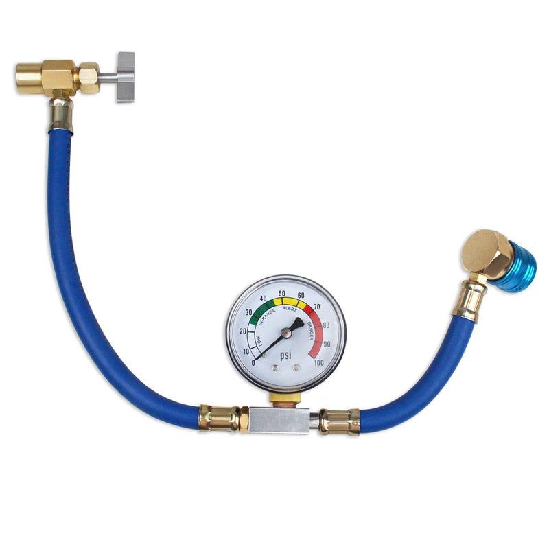 BACOENG R134a AUTO AC U-Charge Hose with Gauge and Can Tap HVAC - Image 1
